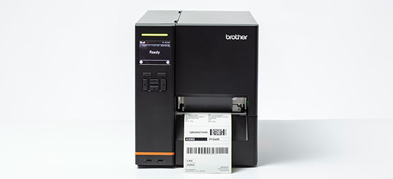 Brother TJ industrial label printer printing shipping label