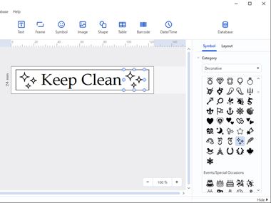 Tarroja on helppo muokata käyttämällä P-touch Editor 6 tarrasuunnitteluohjelman kirjastosta löytyviä symboleja ja kehyksiä