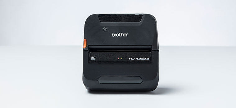 Brother RJ mobile printer on white studio background