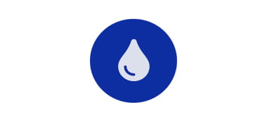 Tropfengraue Symbol über dem blauen Kreis