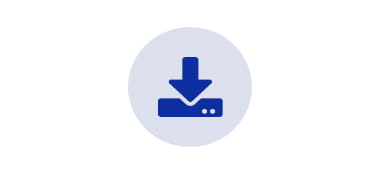 Downloads Blaues Symbol über grauem Kreis