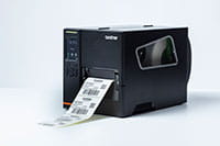 Brother TJ industrial label printer printing barcode labels