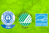 Environmentally friendly eco label - German Blue Angel, Nordic Swan, Energy Star
