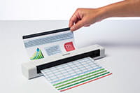 Brother DSmobile DS640 portable document scanner with document scanning, hand holding document