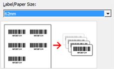 Skjermbilde av FBA for automatisk utskrift av individuelle etikette fra et A4-ark med crop print funksjonen i driveren