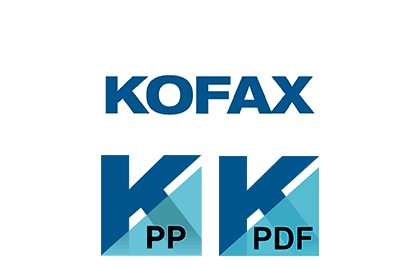 Kofax logo, PaperPort logo, PowerPDF logo
