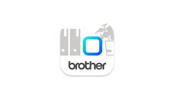 File documents on white background and a blue square icon with Brother text underneath