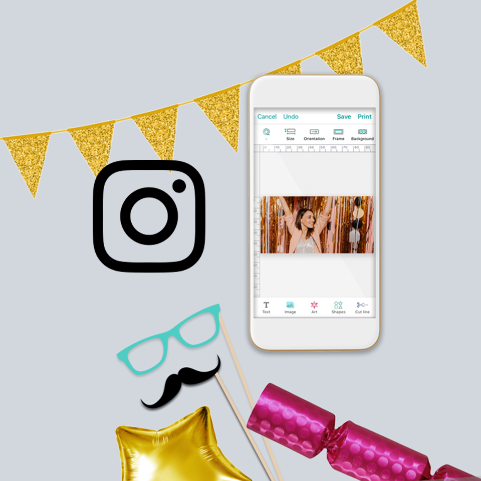 VC-500W programėlės etiketės dizainas su įkelta Instagram nuotrauka 
