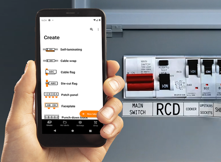 Pro Label Tool app and labelled consumer unit