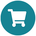 Shopping basket icon on teal background