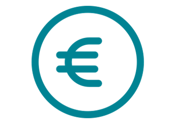 Icône di signe Euro bleu canard