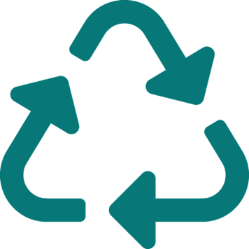 Logo vert de recyclage avec des flèches qui forment un triangle 