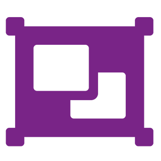 merging squares icon in purple with transparent background