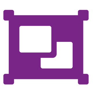 icône de fusion des carrés en violet sur fond transparent