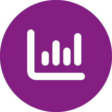 Icône violette avec graphique de surveillance