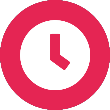 Icône d'horloge blanche sur fond rose - efficacité - temps
