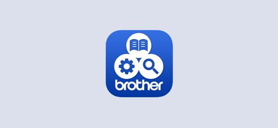 Logo de l'application support centre de Brother sur fond gris