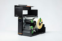 Brother TJ industrial label printer open with media inside