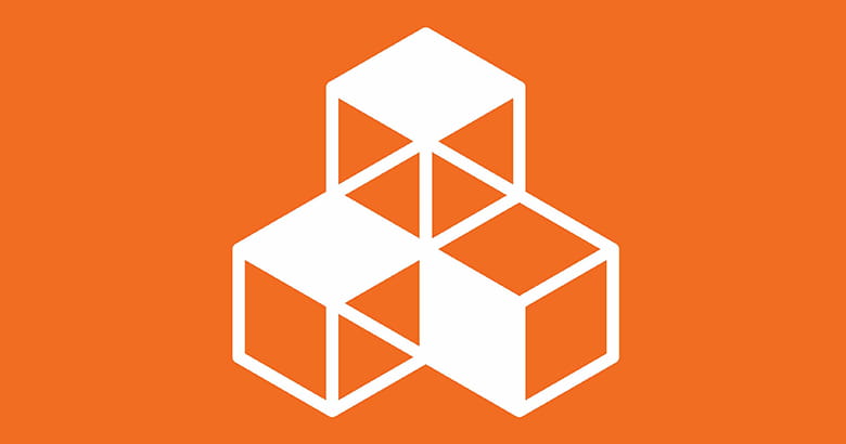 Building blocks icon on a orange background