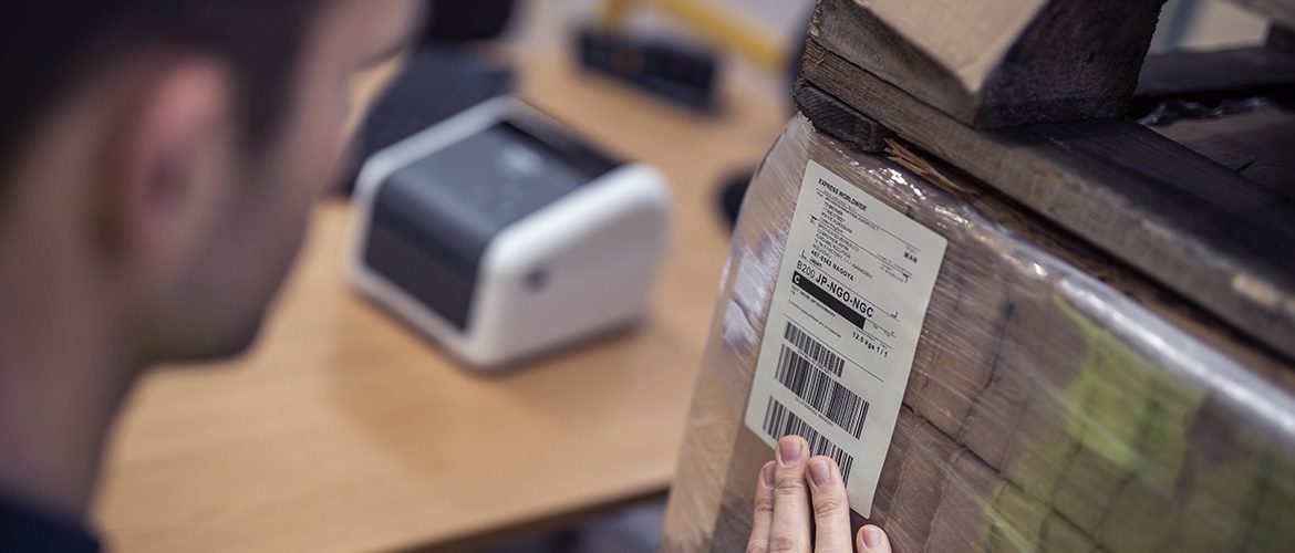 Etichetta con barcode applicata su un pallet