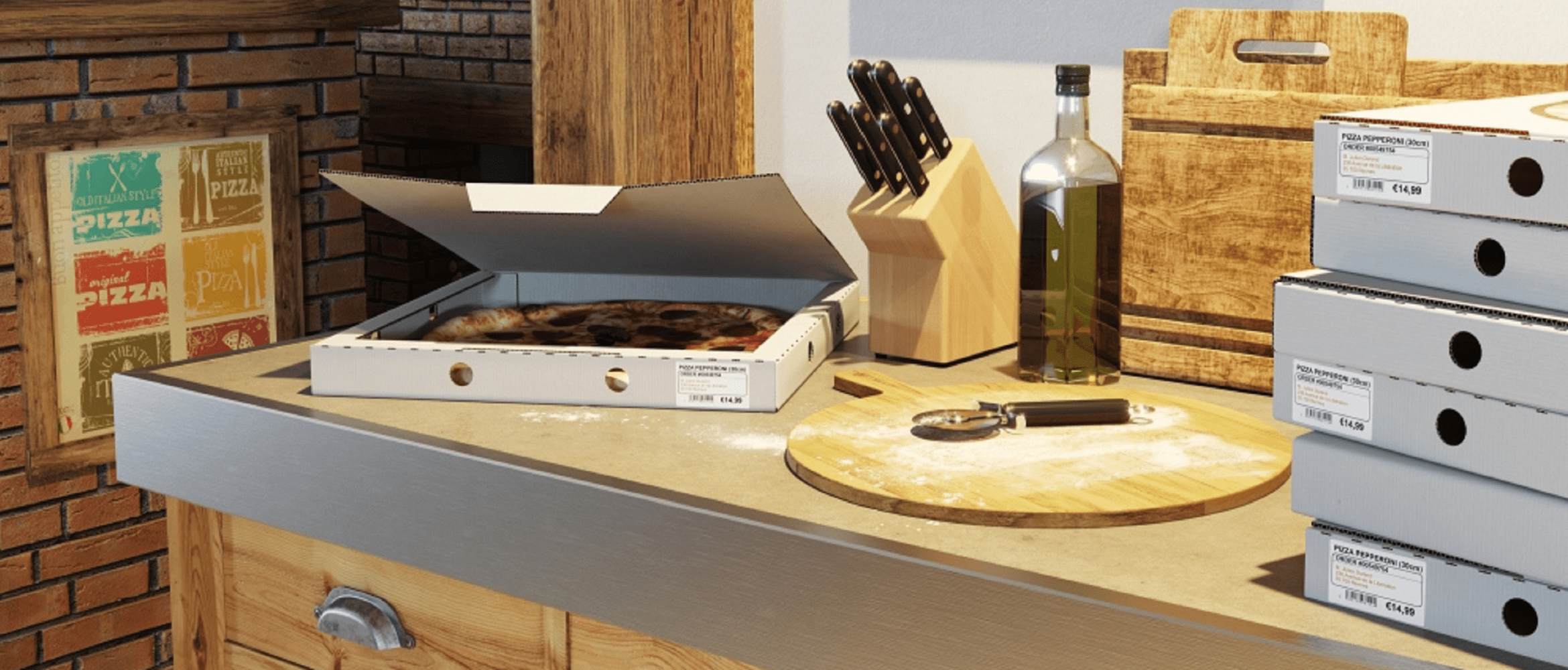 stampante per etichettare cartoni di pizza 