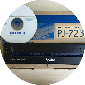 Stampante portatile Brother PocketJet con CD installazione e confezione