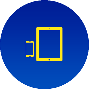 Icona smartphone e tablet gialla