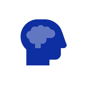 icona testa blu con cervello in blu