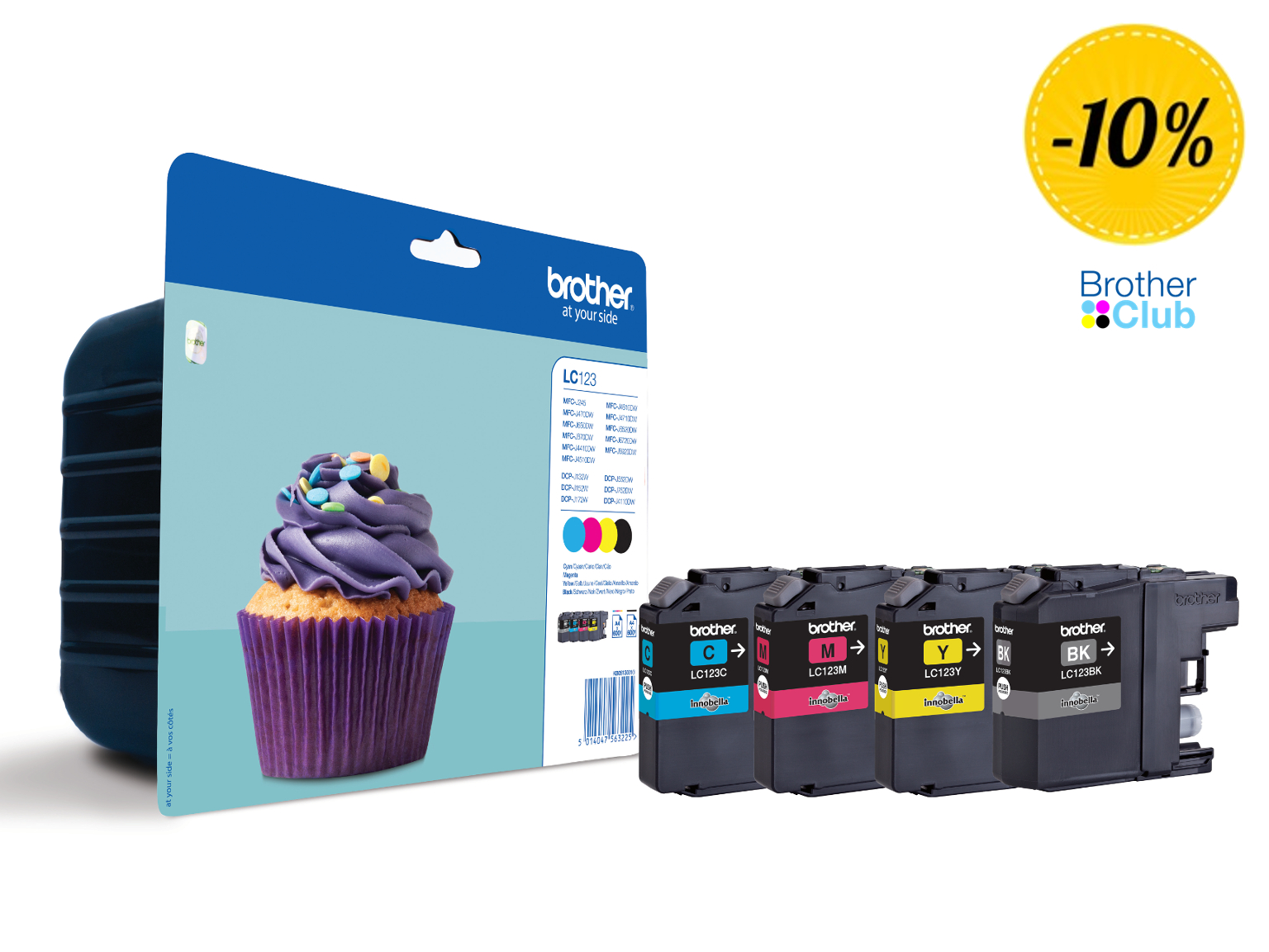 Confezione da 4 cartucce inkjet Brother LC123VALBP con 10% di sconto