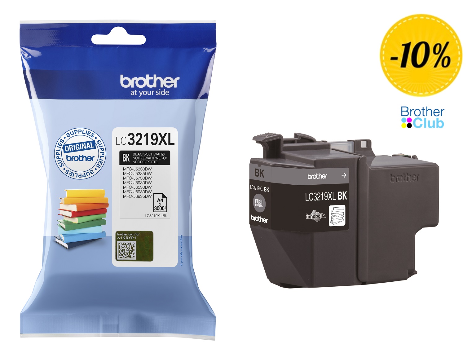 Cartuccia di inchiostro nero originale XL Brother LC3219XLBK