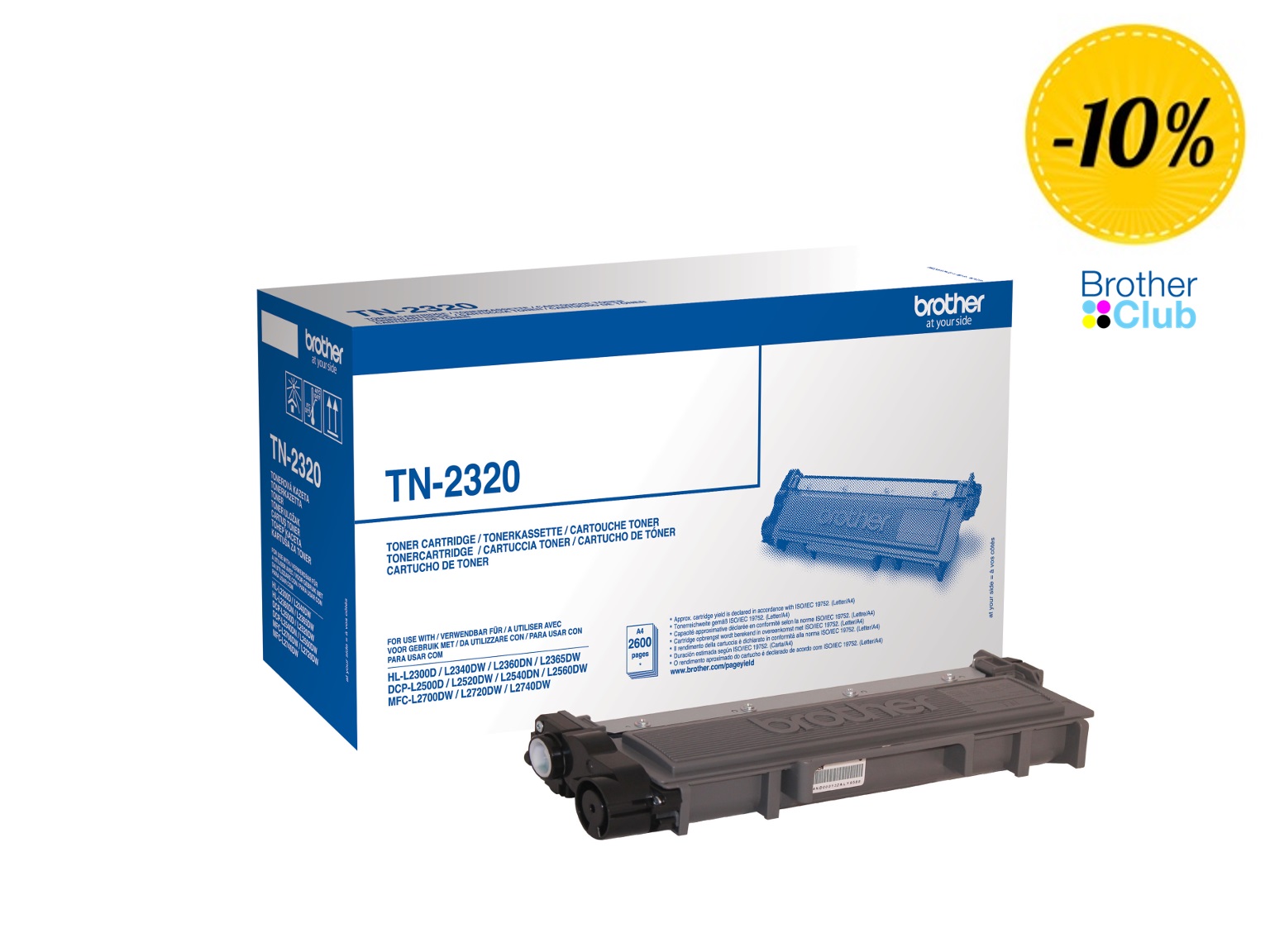 Toner originale nero Brother TN2320 con 10% di sconto