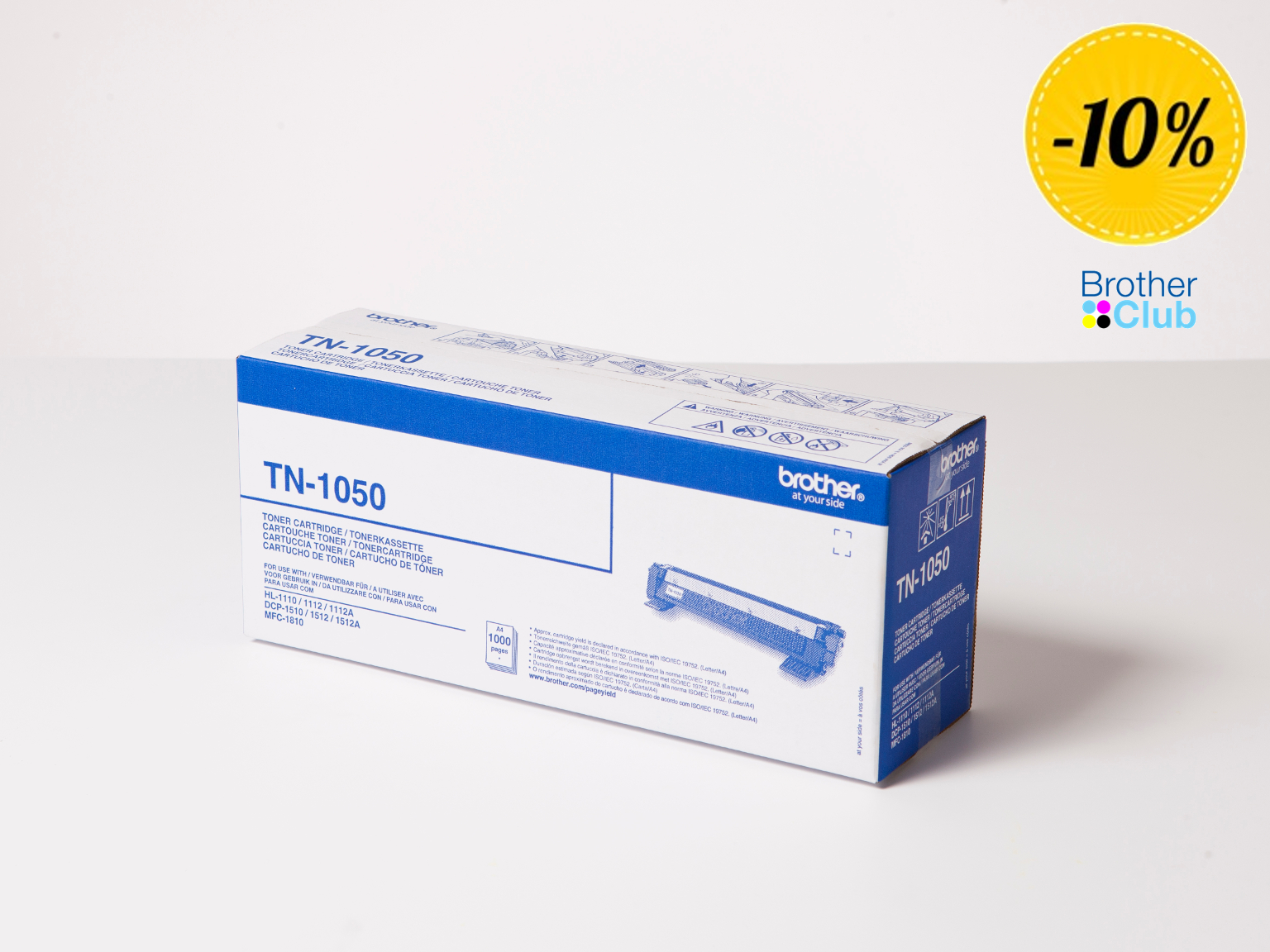 Toner nero originale Brother TN1050 con 10% di sconto