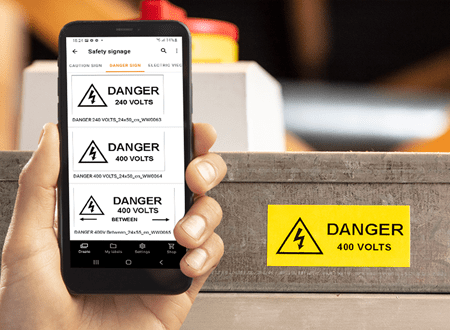 App Pro Label Tool con etichetta di pericolo