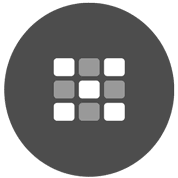 Dark grey circle with white and grey module icon