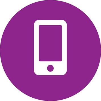 Purple circle with a mobile phone icon within.