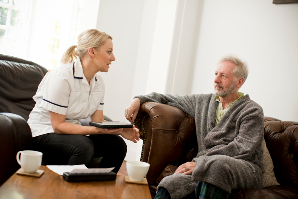 Man receiving home healthcare