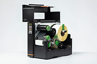 Brother TJ industrial label printer open with media inside