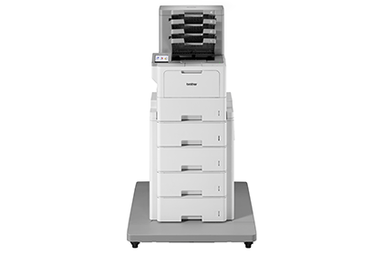 Brother HL-L6410DN on tower tray with staple finisher