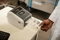 Doctor printing medical label using Brother TD-4550DNWB desktop label printer