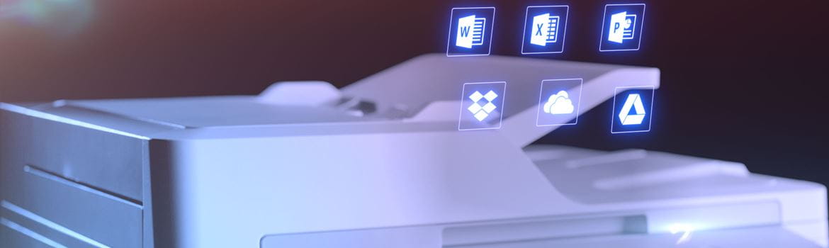 Brother MFC-L9570CDW business  multifunksjon farge laserskriver med Microsoft office ikon over den automatisk dokumentmater