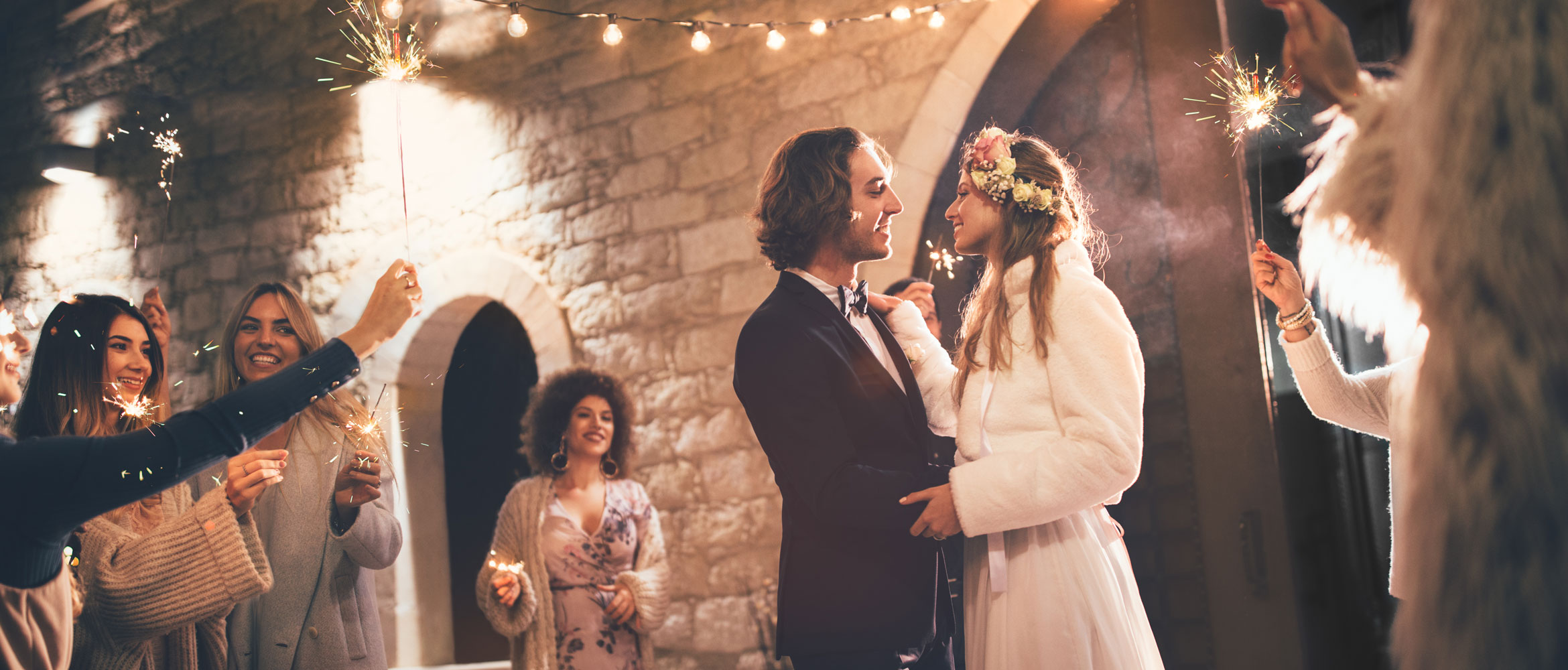 Man and woman dancing at their wedding event