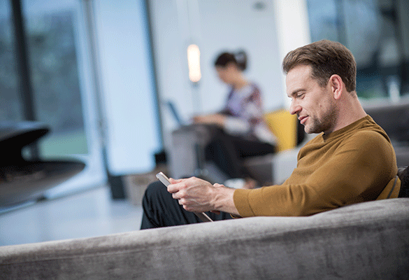 Man working on tablet