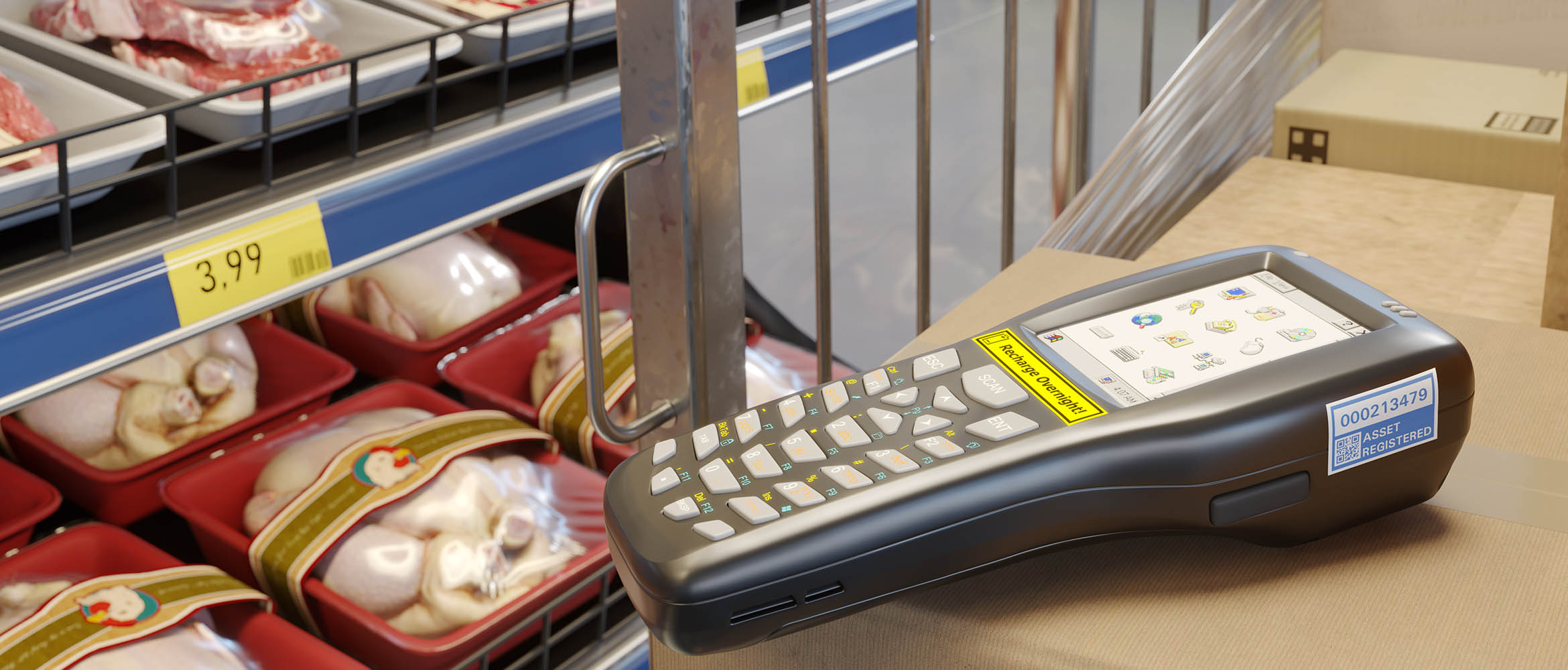 Durable TZe labels on barcode scanner and shelf edge