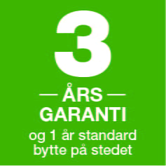 Brother grønn logo for 3 års garanti og 1 år standard bytte på stedet 