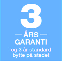 Brother lyseblå logo for 3 års garanti og 3 år standard bytte på stedet