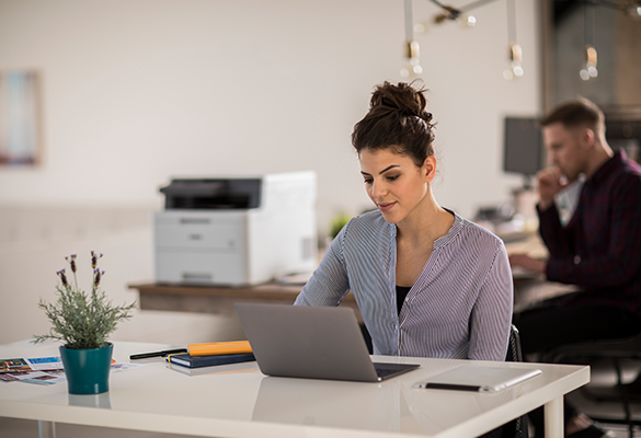 man and woman working in office 