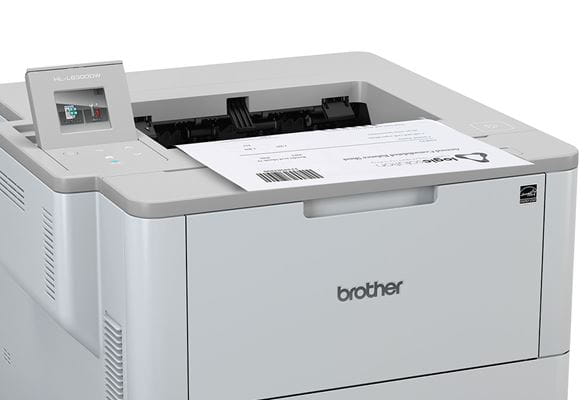 Dokumenter med strekkoder skrives ut på en Brother HLL6300DW laserskriver