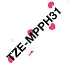 Brother TZe-MPPH31 merketape med sort tekst på rosa hjertemønster, 12 mm bred
