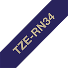 Brother TZeRN34 silkebånd - gullskrift på marineblått, 12 mm bred