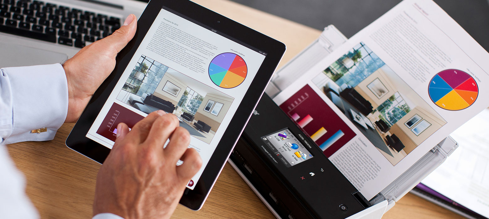 Person printing a document from their iPad